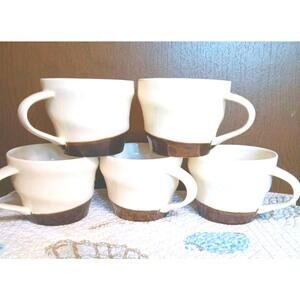 Starbucks Cream and Metallic Bronze Swirl 12 oz  Coffee Cups~Set Of 5~2013 Mint